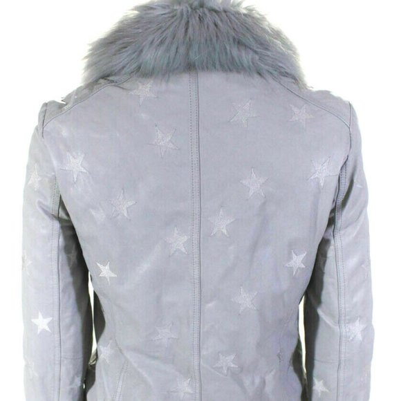 COPY - Samantha Sipos Seeing Stars Lamb Leather Jacket Gray - Picture 5 of 7